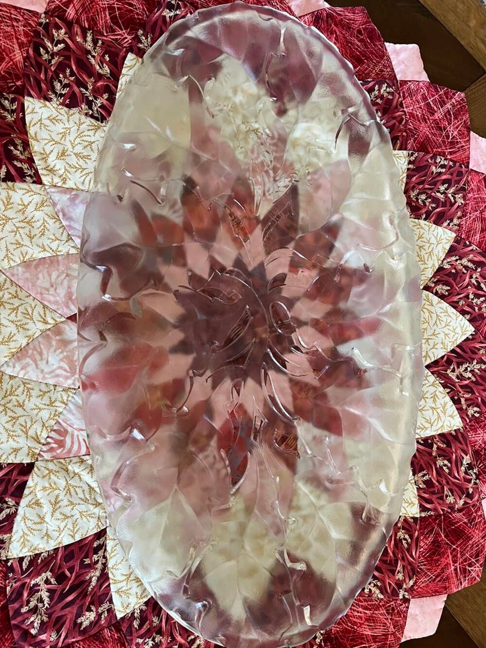 Plateau en Verre Transparent &agrave; Bordure Ondul&eacute;e Décoration