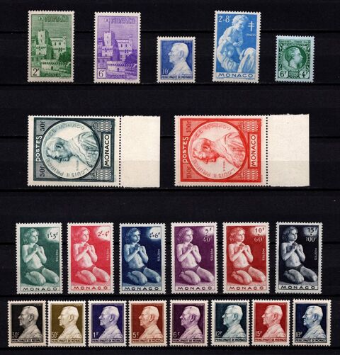 Lot timbres de Monaco 1946/48**, superbes 11 Cholet (49)