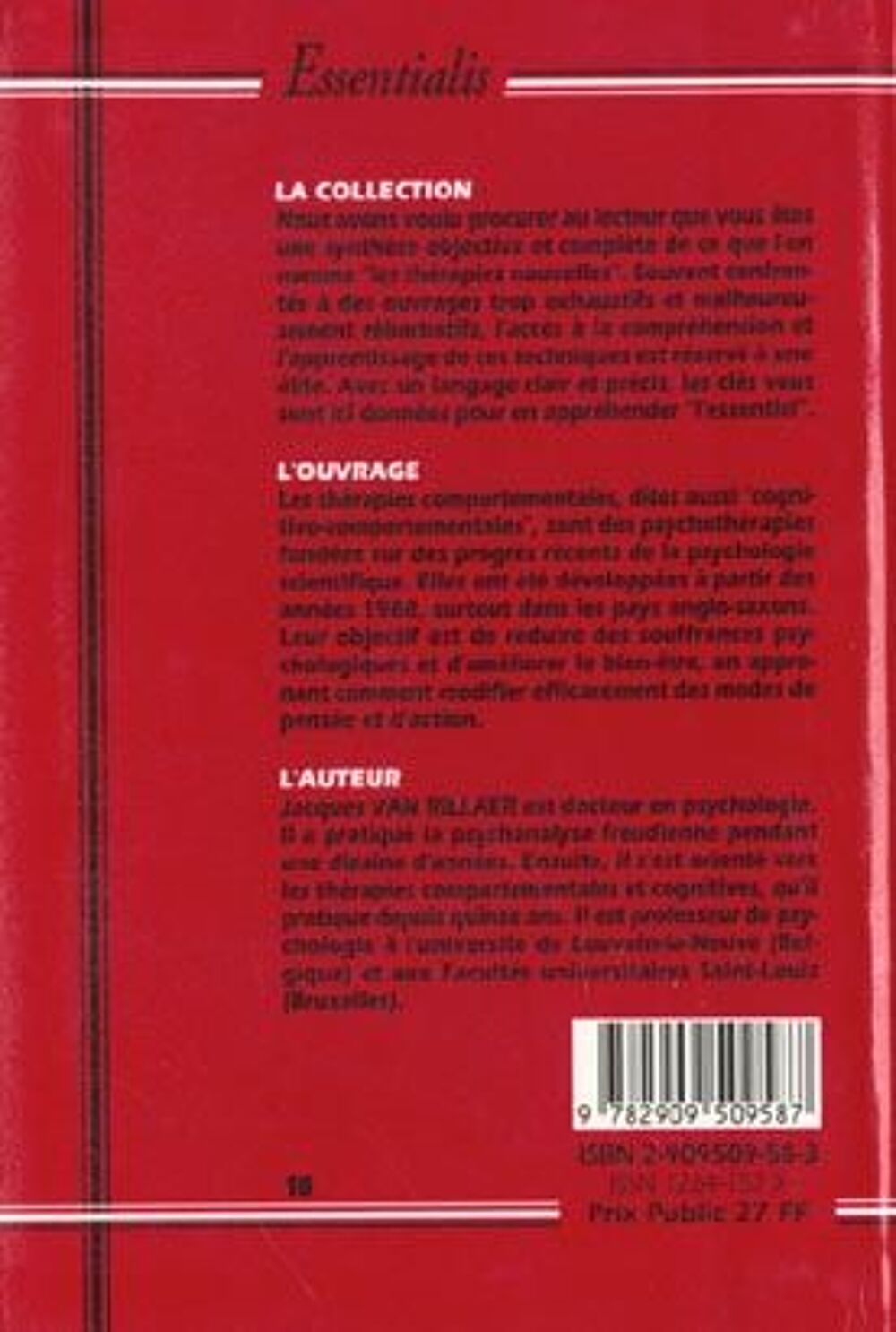 Les therapies comportementales Van Rillaer Livres et BD