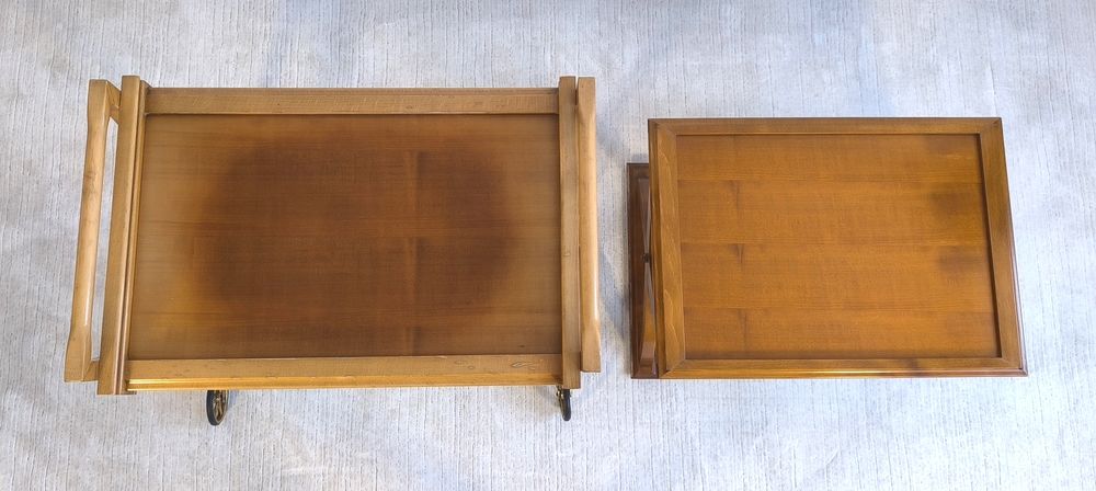 Belle paire de tables vintage en teck ? Desserte roulante Meubles