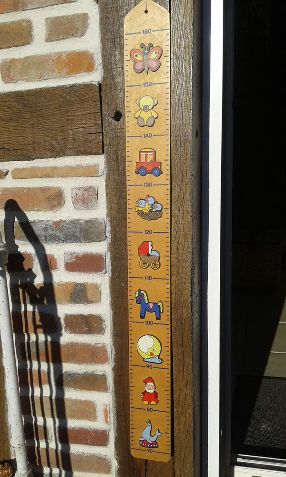 Vintage toise enfant bois 70 &agrave; 160 cm Puériculture