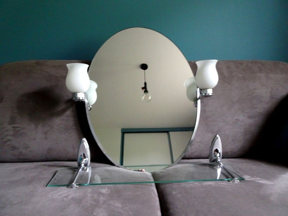 Glace miroir appliques + Tablette en verre Décoration