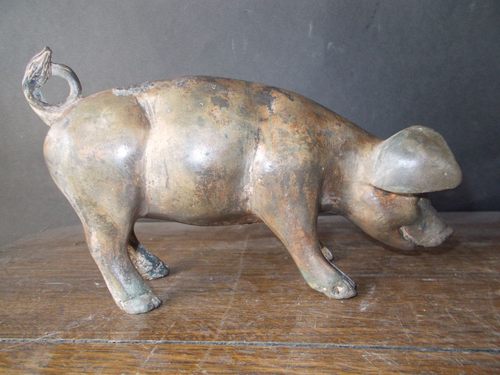 Statue cochon bronze Décoration
