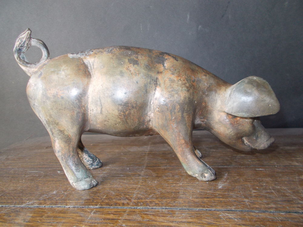 Statue cochon bronze Dcoration