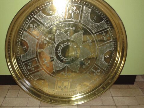 Plateau en cuivre jaune marocain ancien 70 Dijon (21)