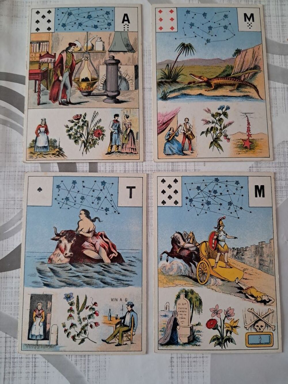 Grand jeu de tarot complet de 54cartes de 1890 