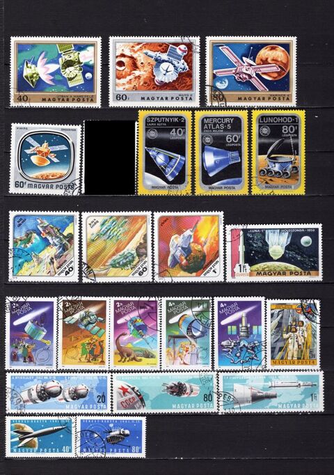 lot de 32  timbres de HONGRIE sur l'ESPACE 2 Les glisottes-et-Chalaures (33)