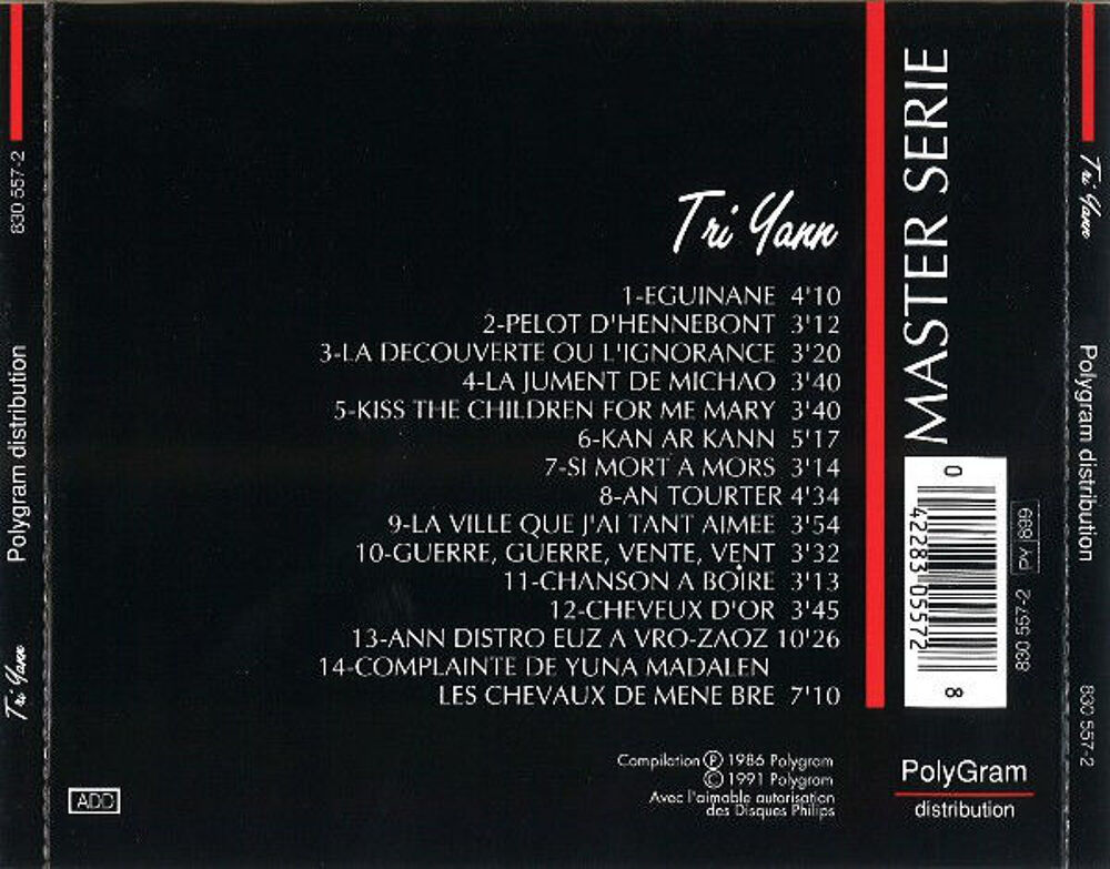 cd Tri Yann - Master Serie (tres bon etat) CD et vinyles