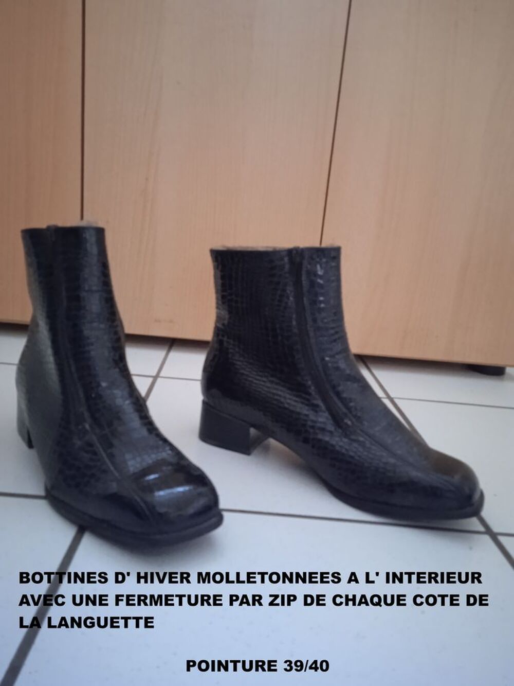 Bottines noires molletonn&eacute;es &agrave; l'int&eacute;rieur pointure 39/40 Chaussures