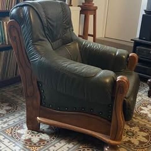 à donner Fauteuil crapaud cuir vert Les Avenières (38)