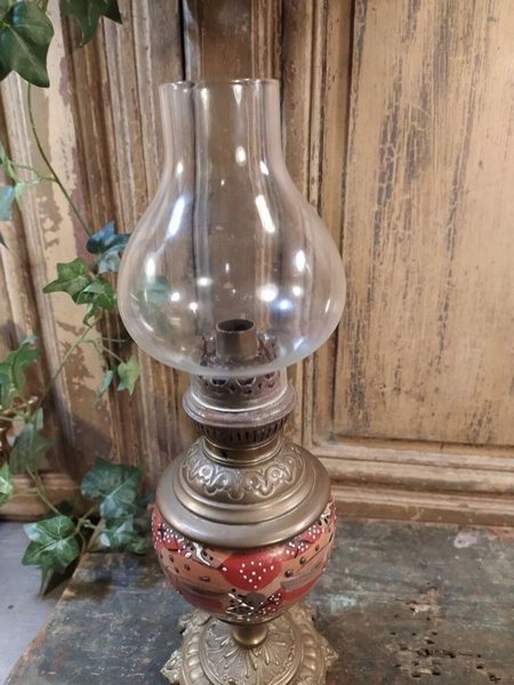 Lampe &agrave; P&eacute;trole XIX&egrave;me Fa&iuml;ence Satsuma Japon. Décoration