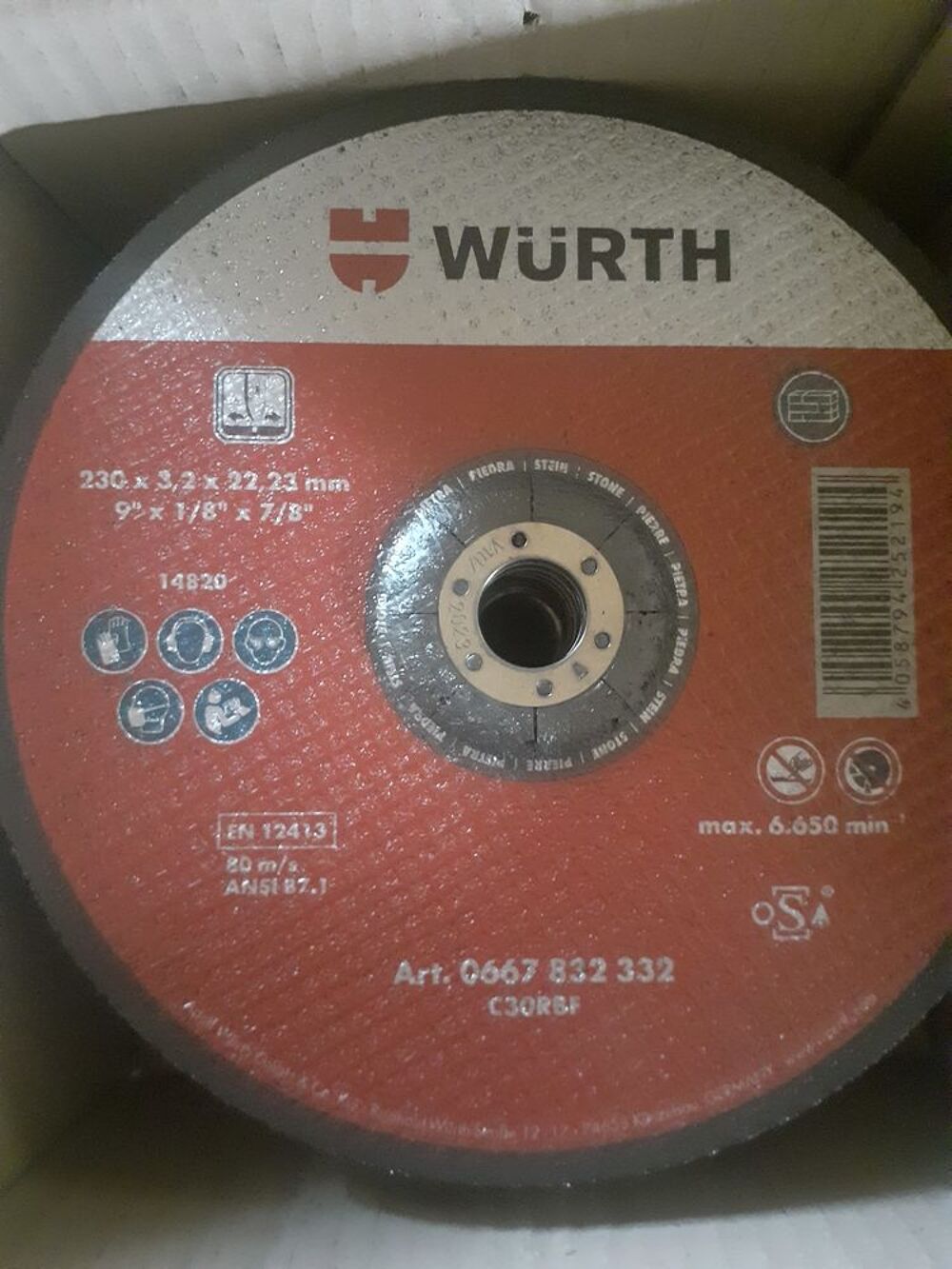 Lot de 25 disques a meuler couper 230 x 3.2 PIERRE neuf WURTH Marque professionnel 80 euros les 25 disques a couper meuler tron&ccedil;onner Bricolage