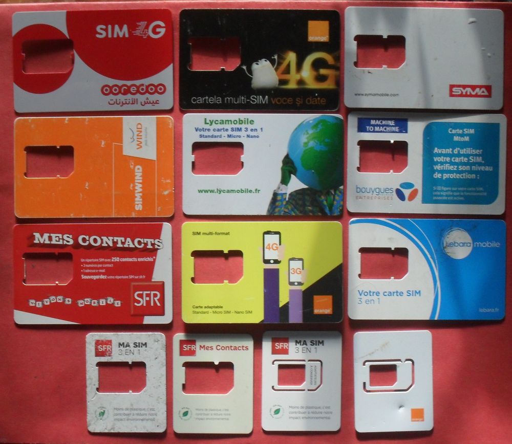 Lot de 13 cartes sans les cartes sim 