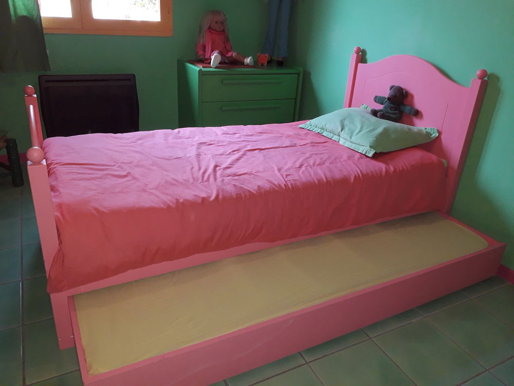 Lit en bois rose 90 cm Meubles