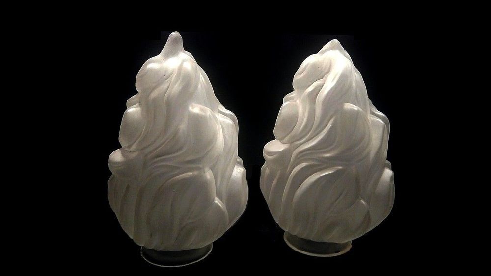 1 une Tulipe flamme empire p&acirc;te de verre press&eacute;e lampe lustr Décoration