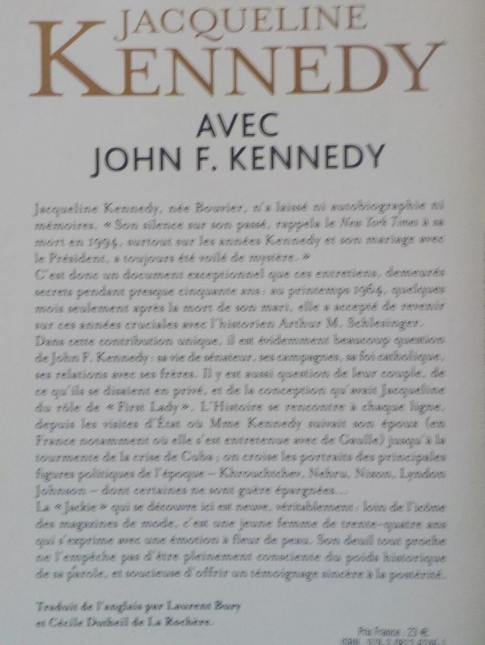 JACQUELINE KENNEDY AVEC JOHN F. KENNEDY Conversations in&eacute;dit Livres et BD