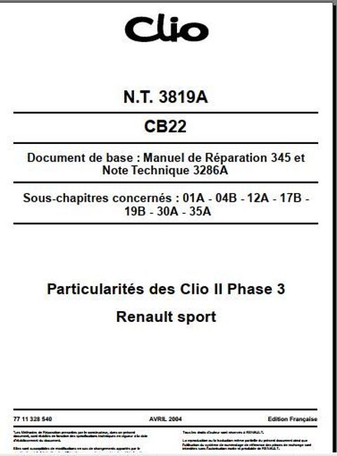 Manuels de rparation renault Clio 2 RS toutes versions  17 Lyon 2 (69)