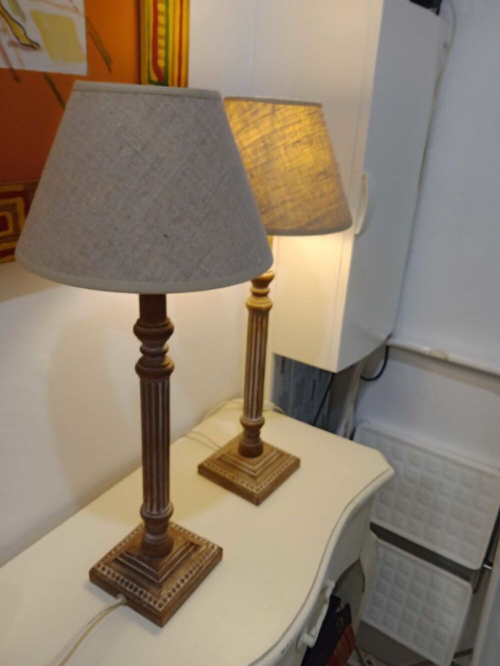 Deux lampe de Chevet Lampes de table r&eacute;tro Décoration