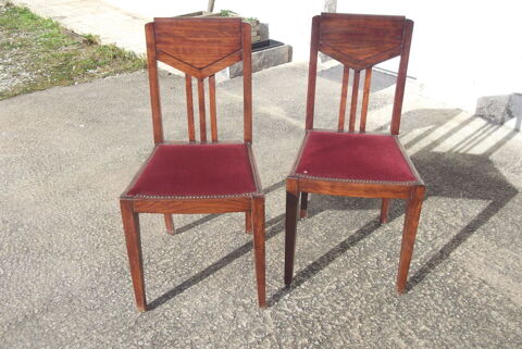 DEUX CHAISES MASSIVE EN BOIS ET VELOURS 50 Ramous (64)