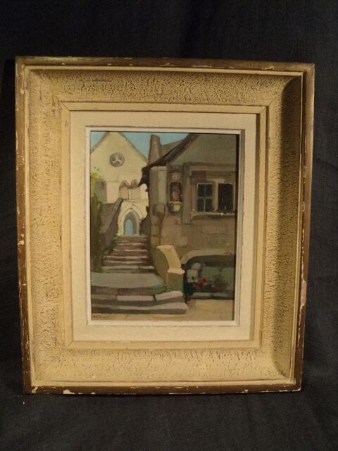 Tableau Notre Dame de B�huard (Pr�s Angers) Sign� M. Cara�s 120 Angers (49)