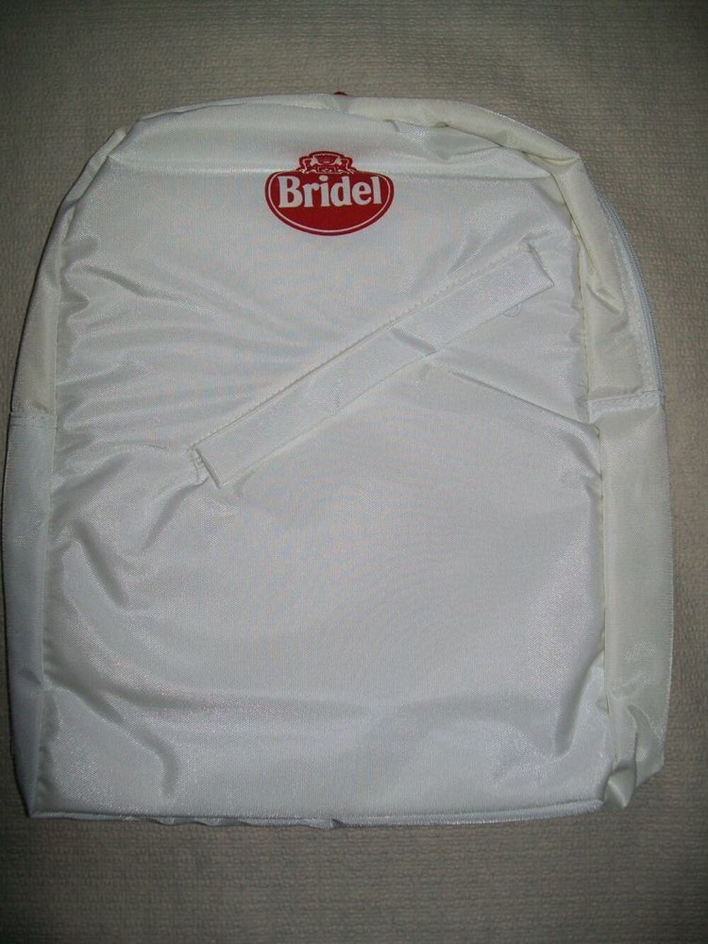 Sac &agrave; dos blanc, bretelles rouges, marqu&eacute; " Bridel " , neuf Maroquinerie