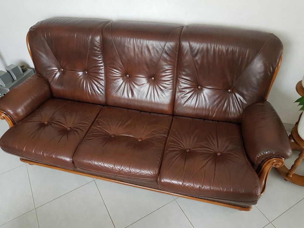 salon en cuir marron Meubles