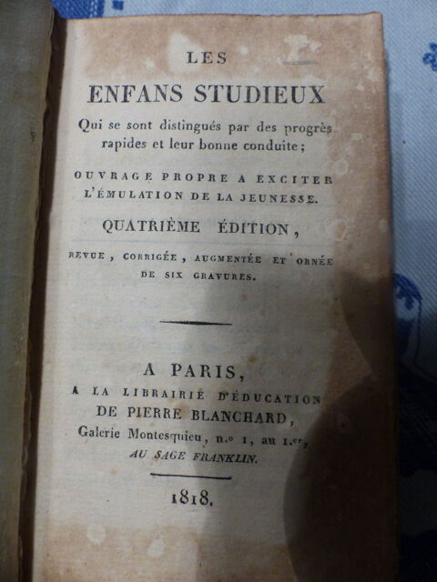 LIVRE  TRES RARE  1818   LES ENFANTS STUDIEUX 75 Roclincourt (62)