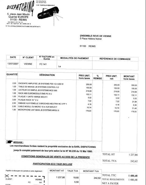 Sono accessoires divers table mixage enceinte 800 Reims (51)