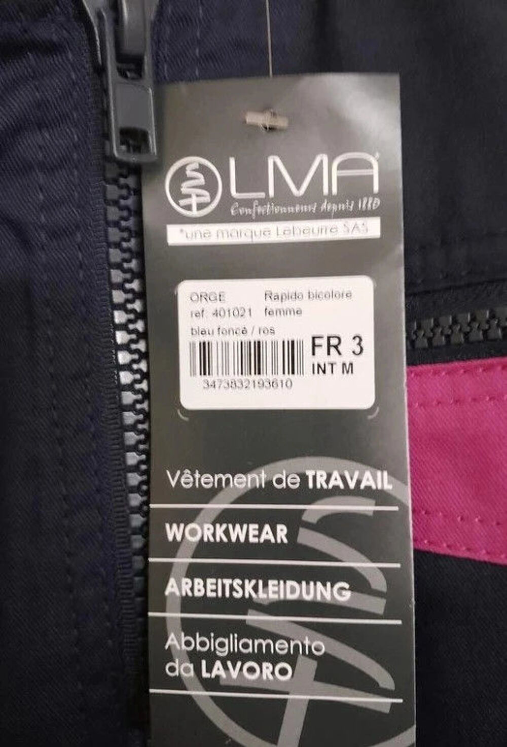 Combinaison de travail - Femme - LMA - Double zip - Taille M Vêtements