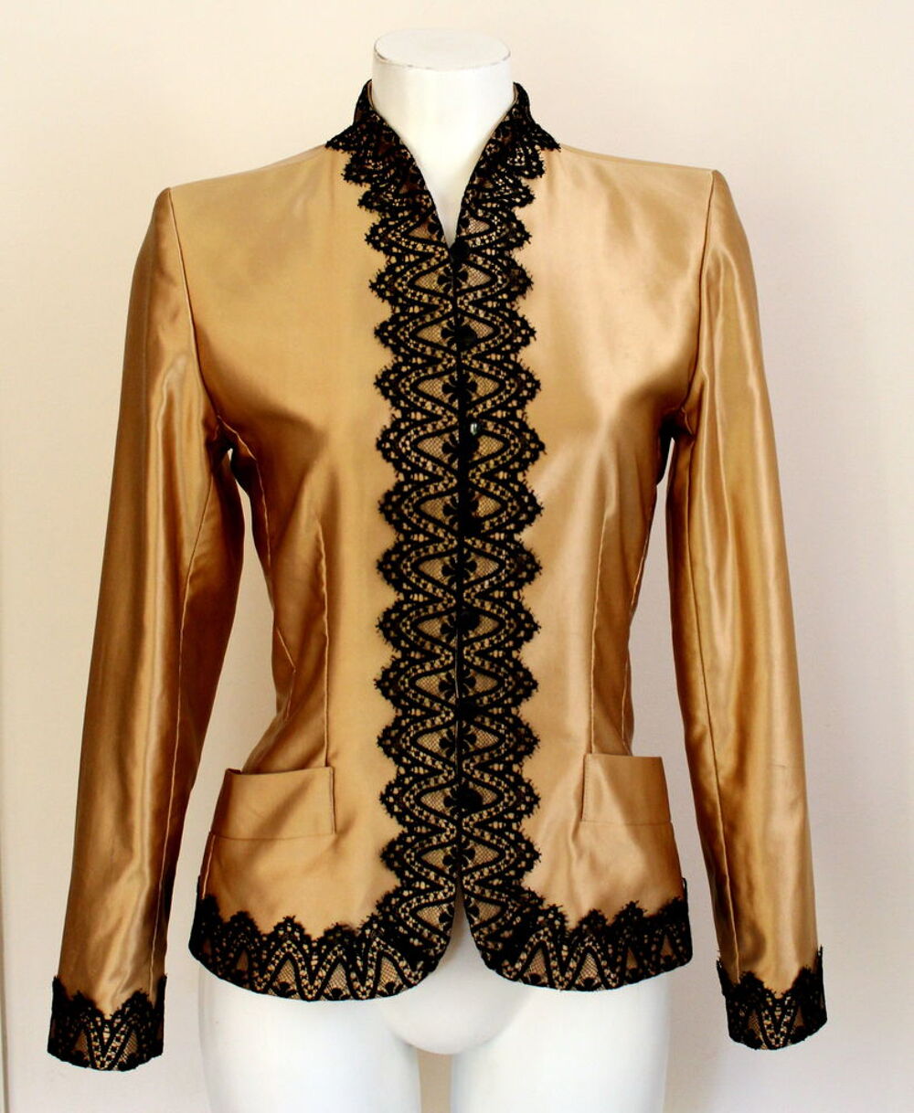 Veste YVES SAINT LAURENT satin de coton or et dentelles soie Vêtements