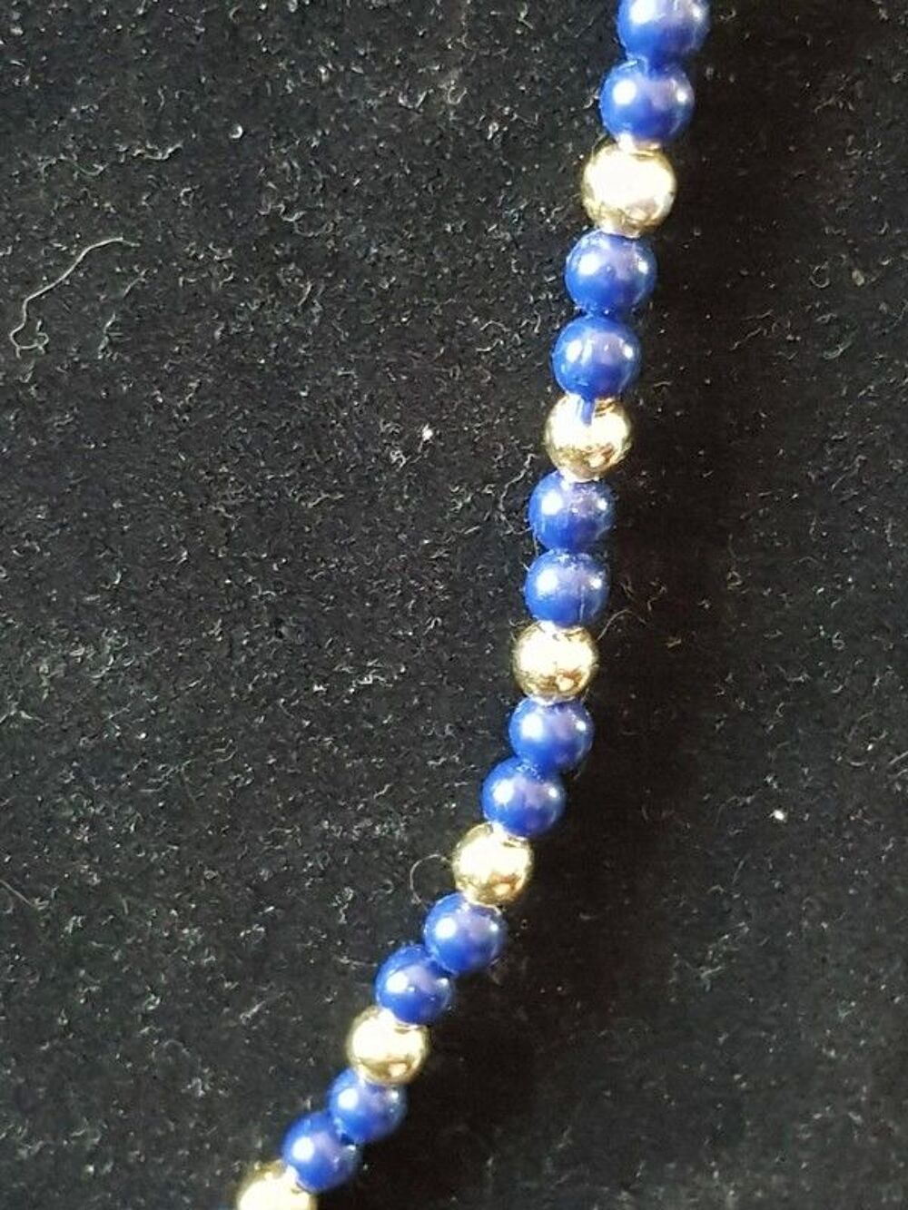 Collier perle bleue et dor&eacute;e tres bon etat 48 cm 1 e Bijoux et montres