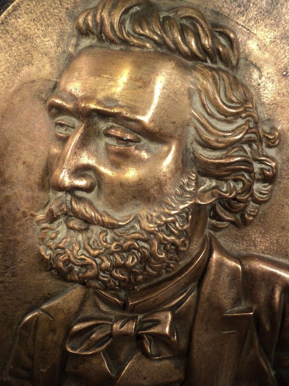 Portrait de L&eacute;on Gambetta Bas relief Bronze 