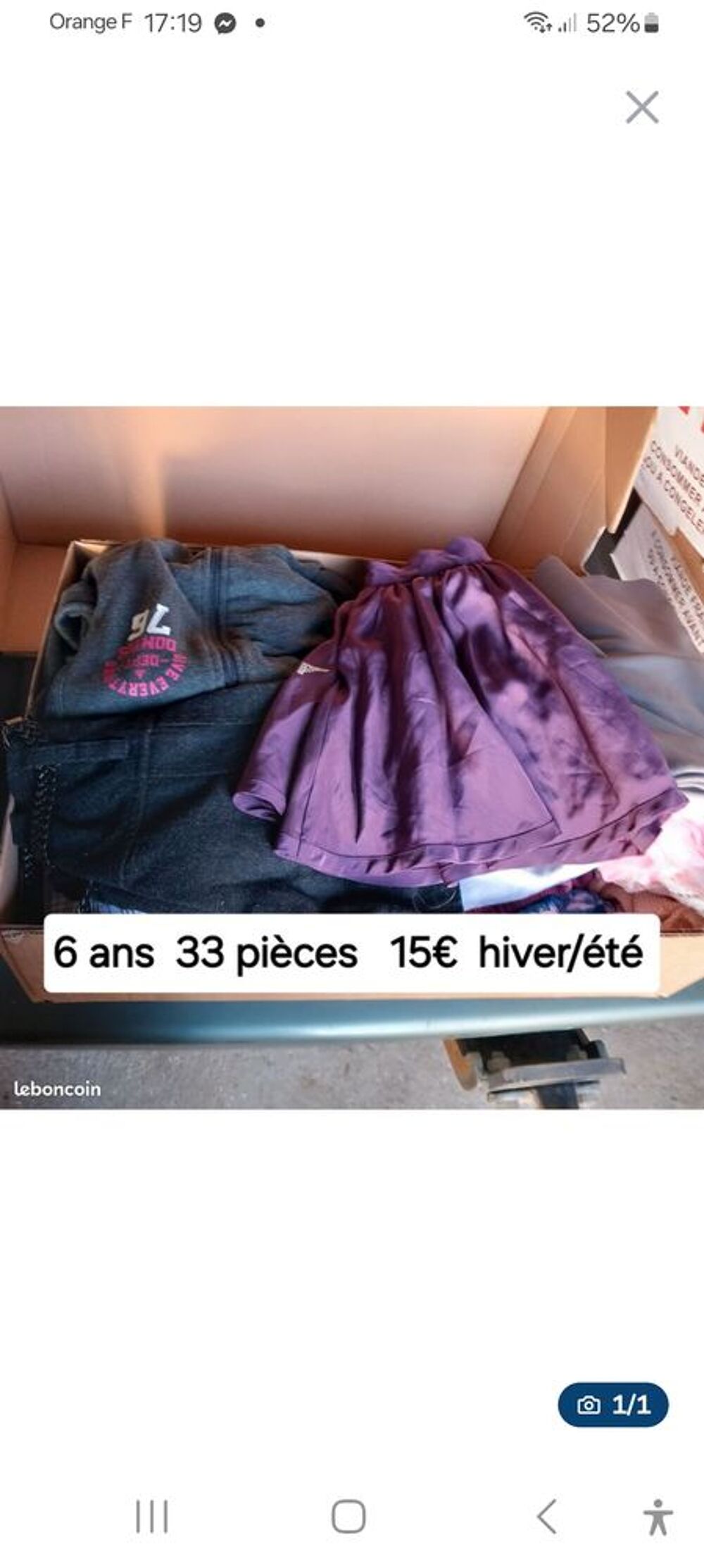 1 carton de 33 v&ecirc;tements fille 6 ans &eacute;t&eacute;/hiver Vêtements enfants