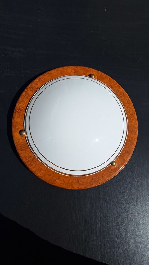 Plafonnier Rond en Bois Marbr avec Diffuseur en Verre. 10 La Ricamarie (42)