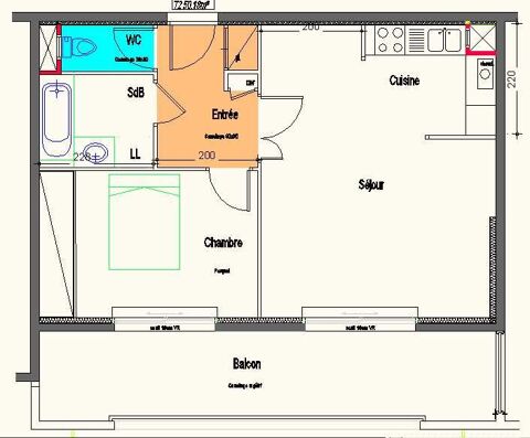   LoueT2 50 m2 + balcon 15 m2 EYBENS Appartement - 2 pièce(s) - 50 m²