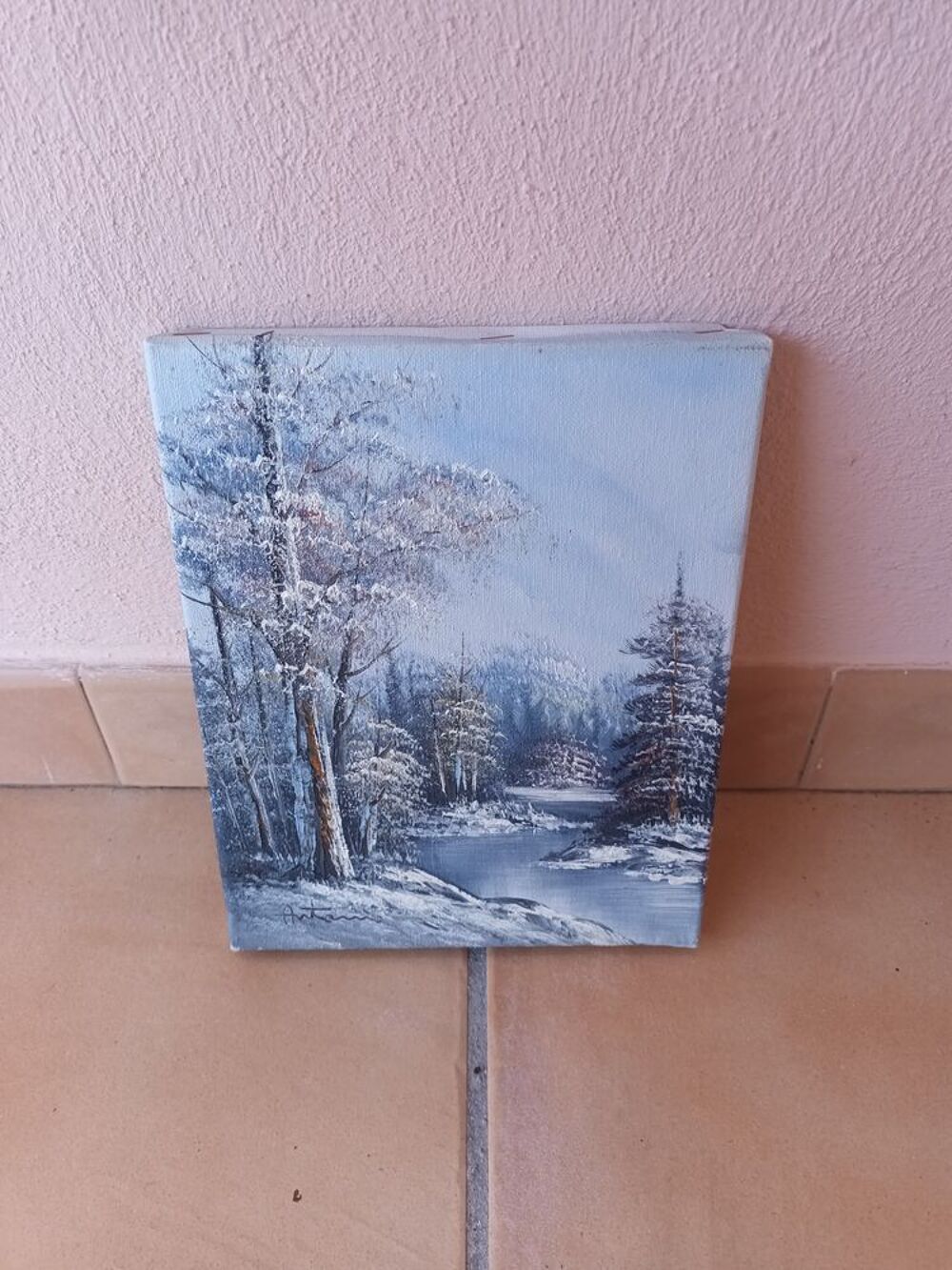 Tableau fait sur toile aquarelle for&ecirc;t et rivi&egrave;re Décoration