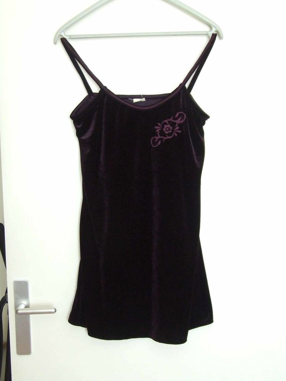 Nuisette, robe d'int&eacute;rieur en velours, Lie de vin, M (38 40) Vêtements