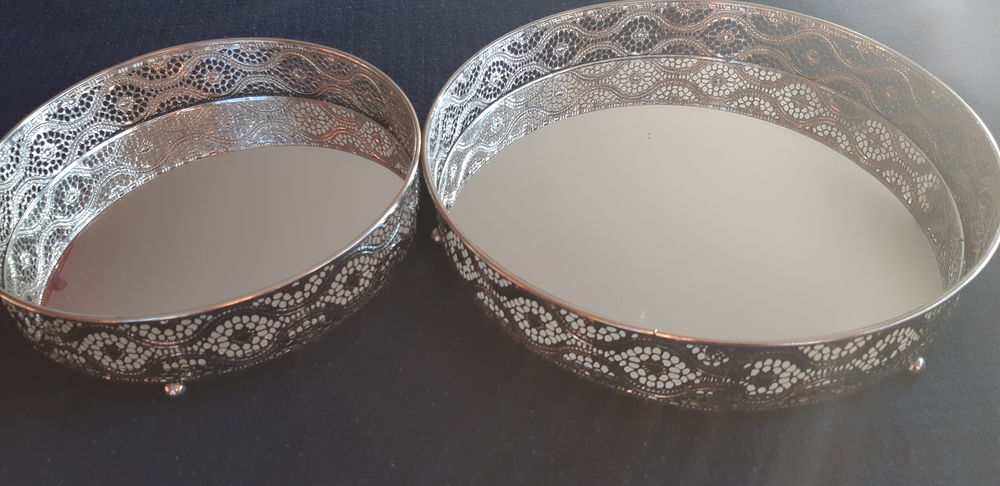 2 corbeilles m&eacute;tal avec fond miroir Décoration