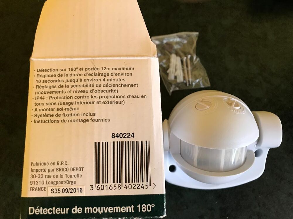 D&eacute;tecteur de mouvement 180&deg; blanc Bricolage