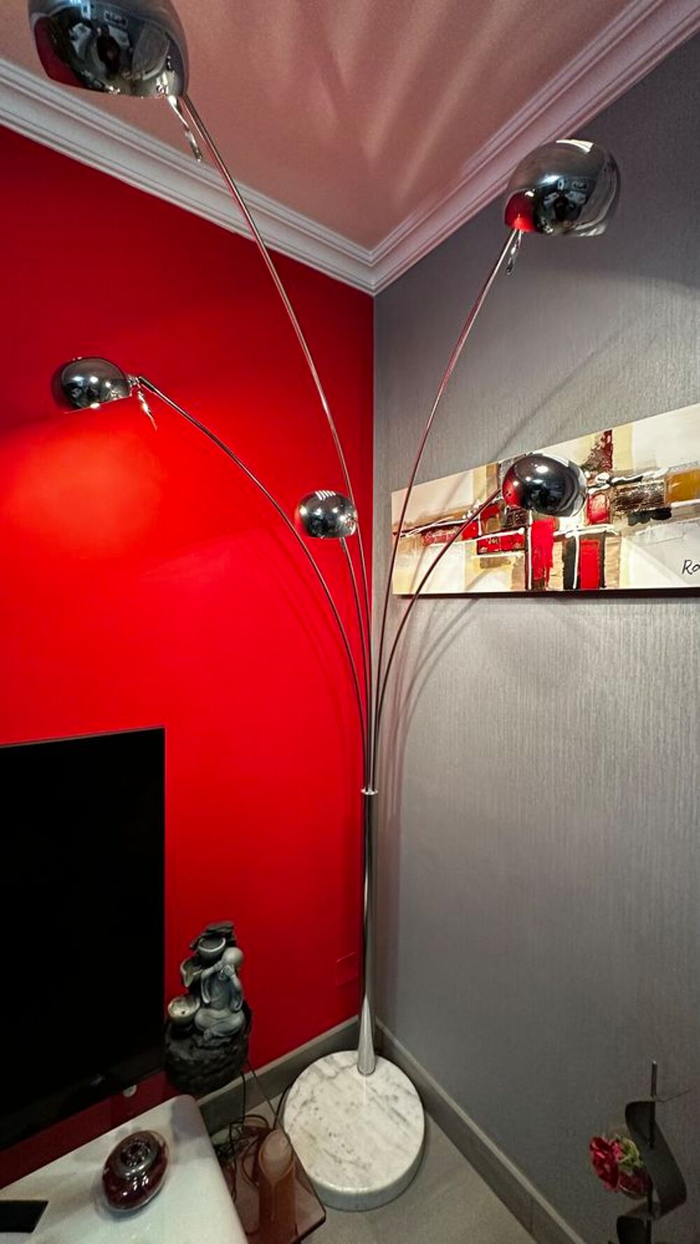 Lampadaire halog&egrave;ne 5 branches avec variateur. Décoration