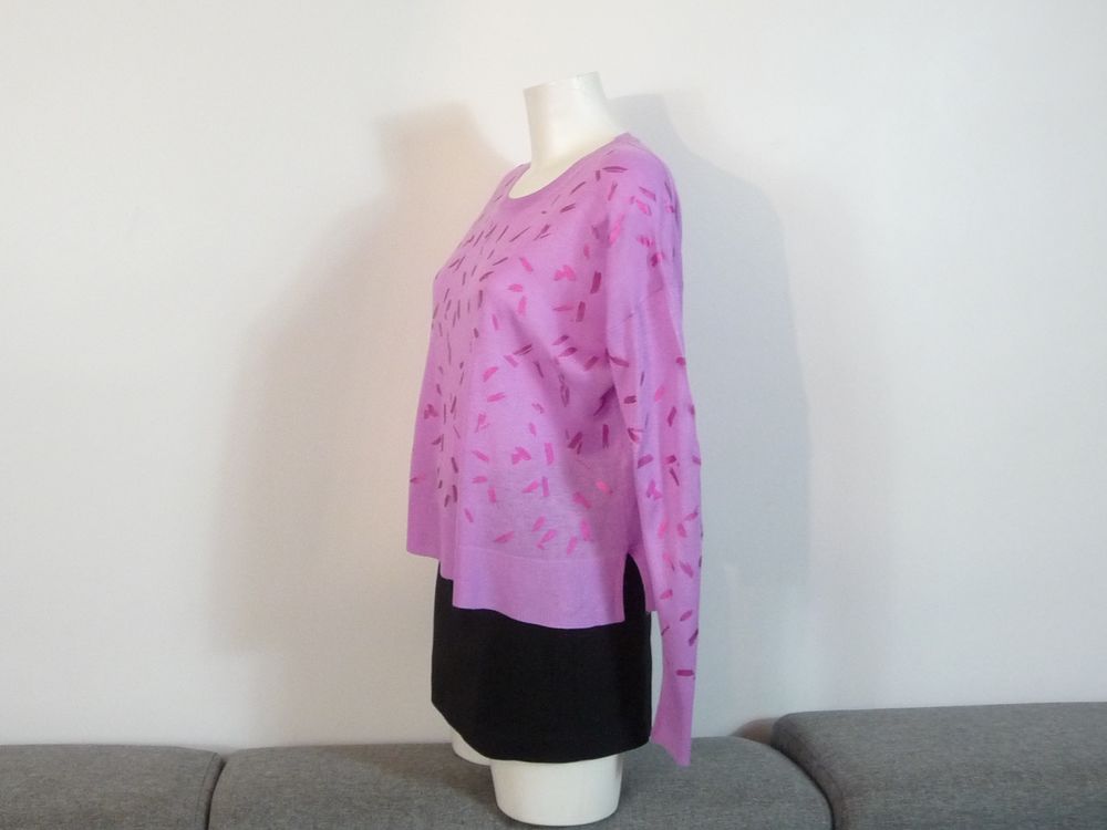 Pull L&eacute;ger Rose avec des Traits Rose Fushia Brillant- Zara Vêtements