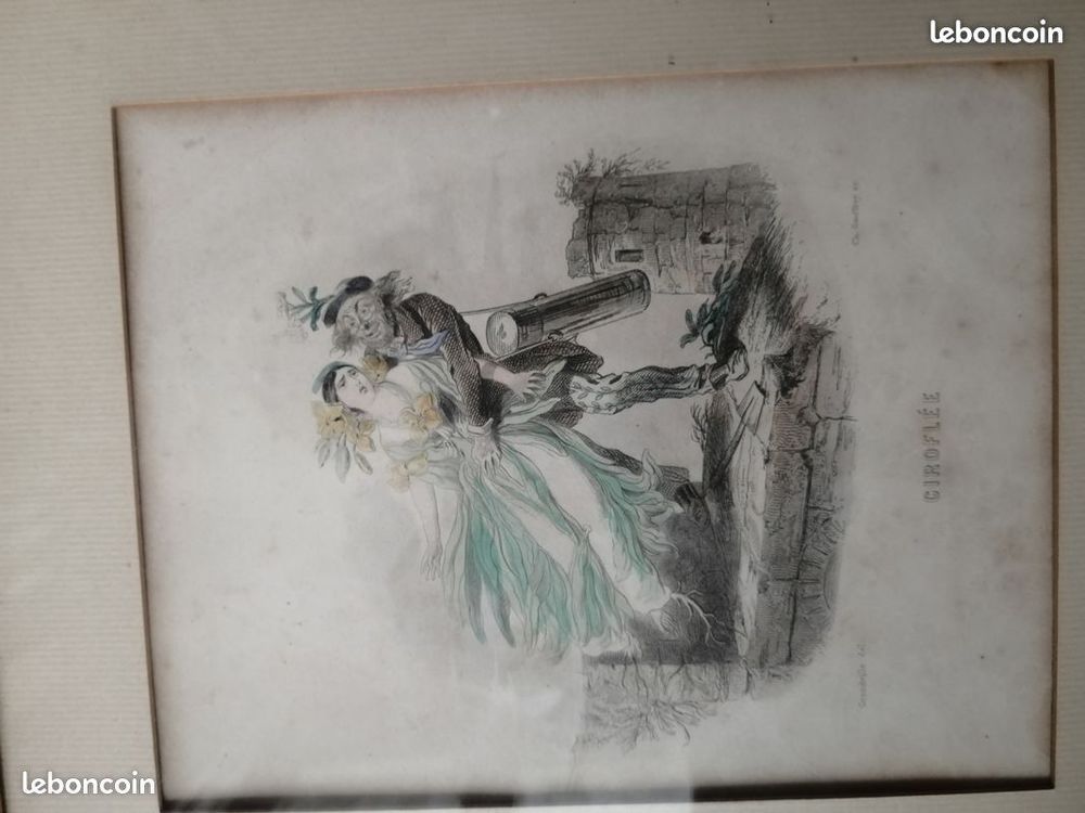lot gravures graveur Granville fleurs plante femme fleur art 