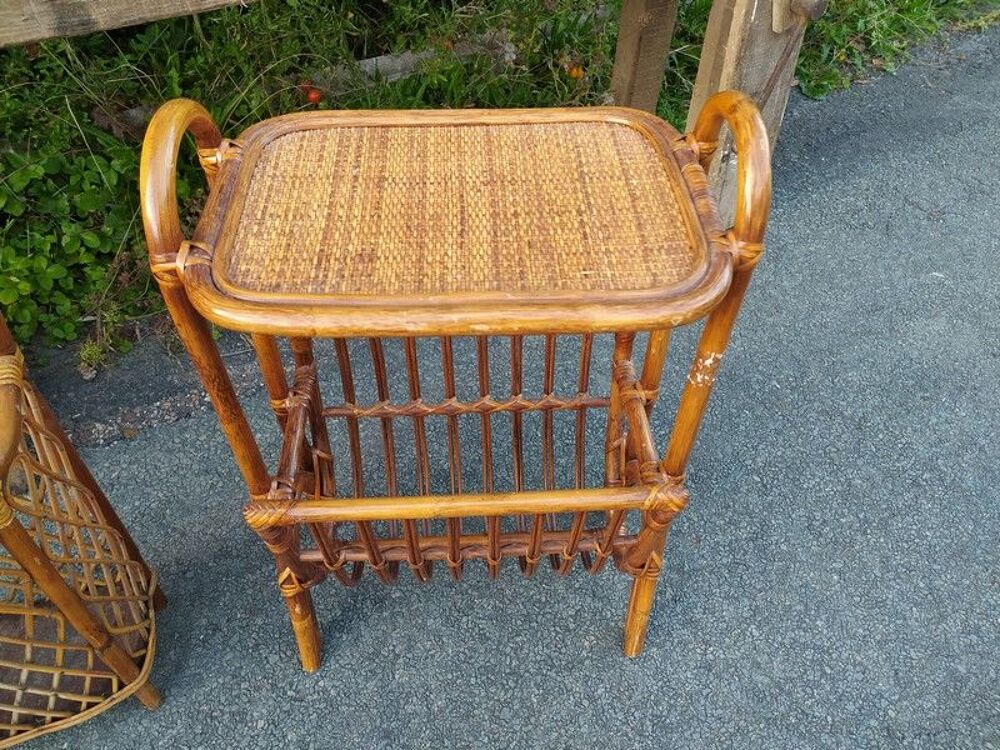 Petite Table Porte Revue Rotin Vintage Meubles