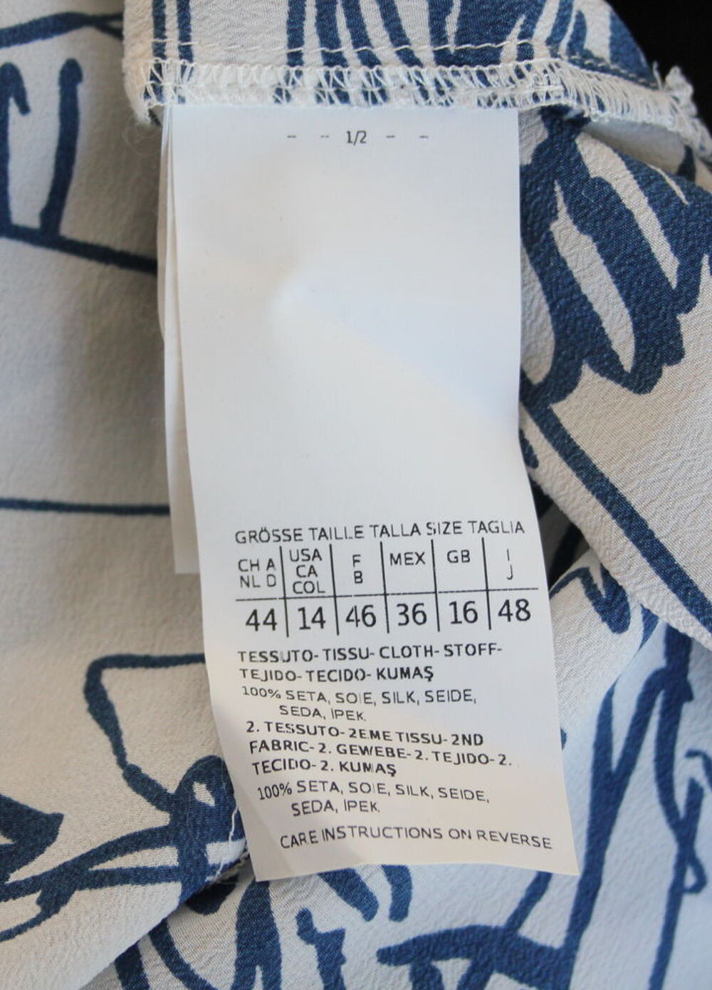 Chemise soie motifs bleus MAX MARA T.XL Vêtements
