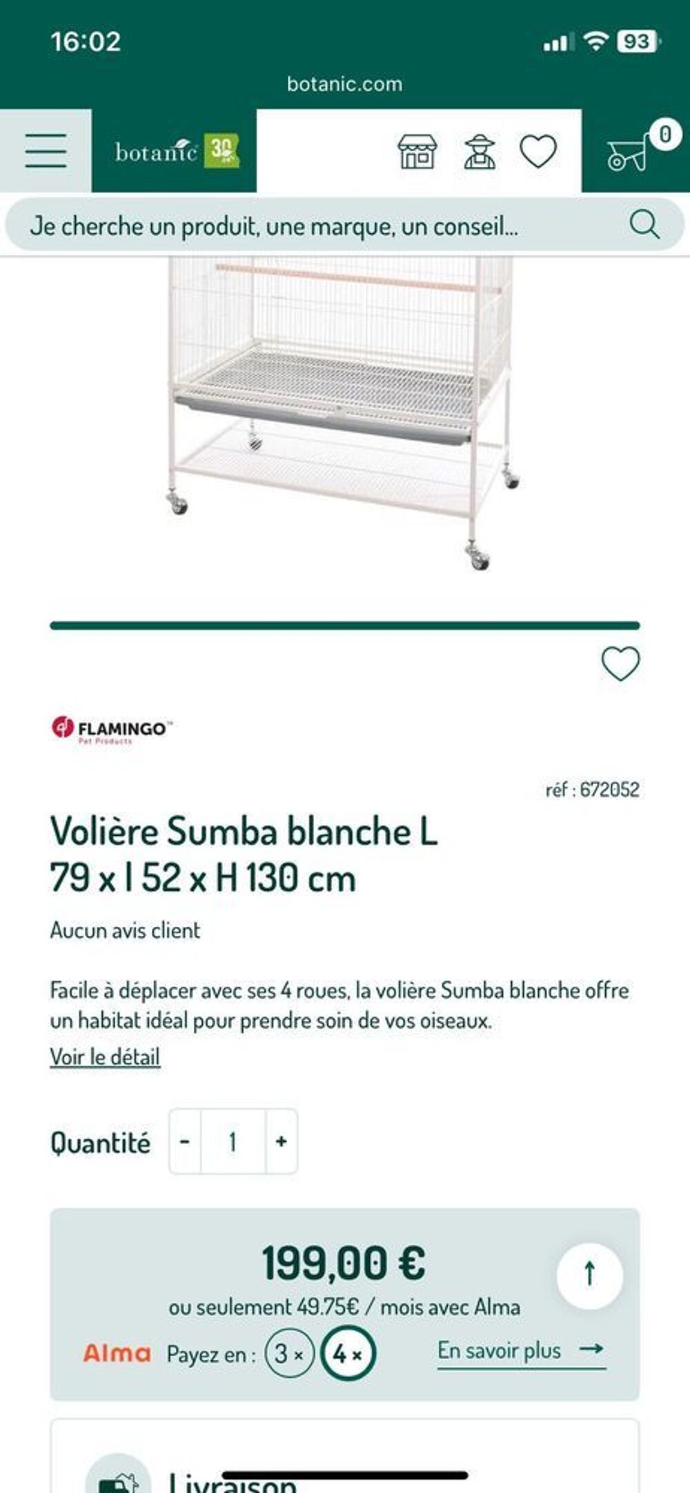 Voli&egrave;re Flamingo Sumba blanche L Meubles