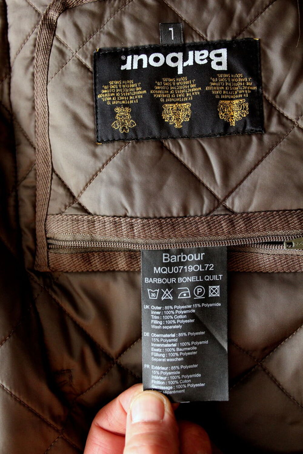 Veste 3/4 matelass&eacute;e BARBOUR 
T.L (48/50) Vêtements