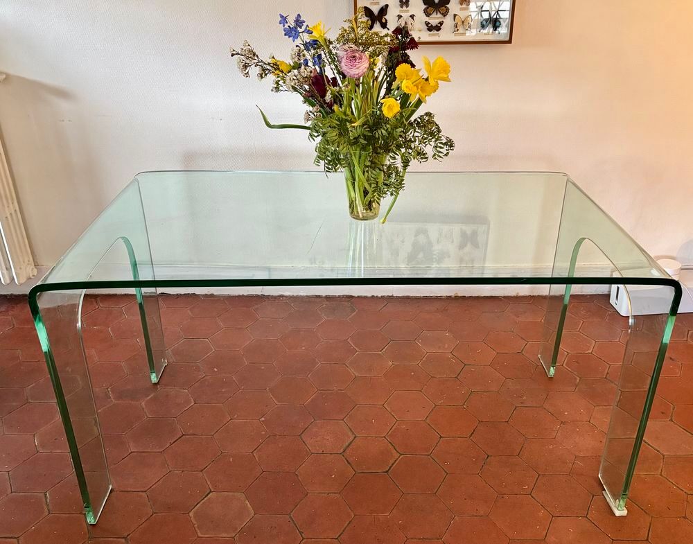 Magnifique bureau (ou table) en verre transparent Meubles