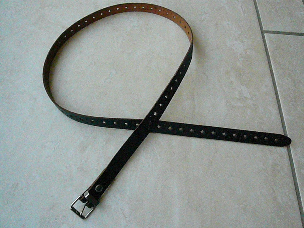 Ceinture noire motif &eacute;toiles 75 cm Maroquinerie