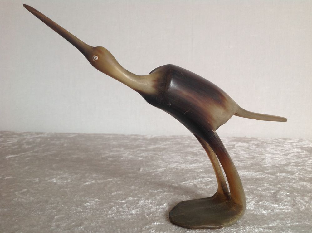 OISEAU H&Eacute;RON EN CORNE ART DECO Décoration