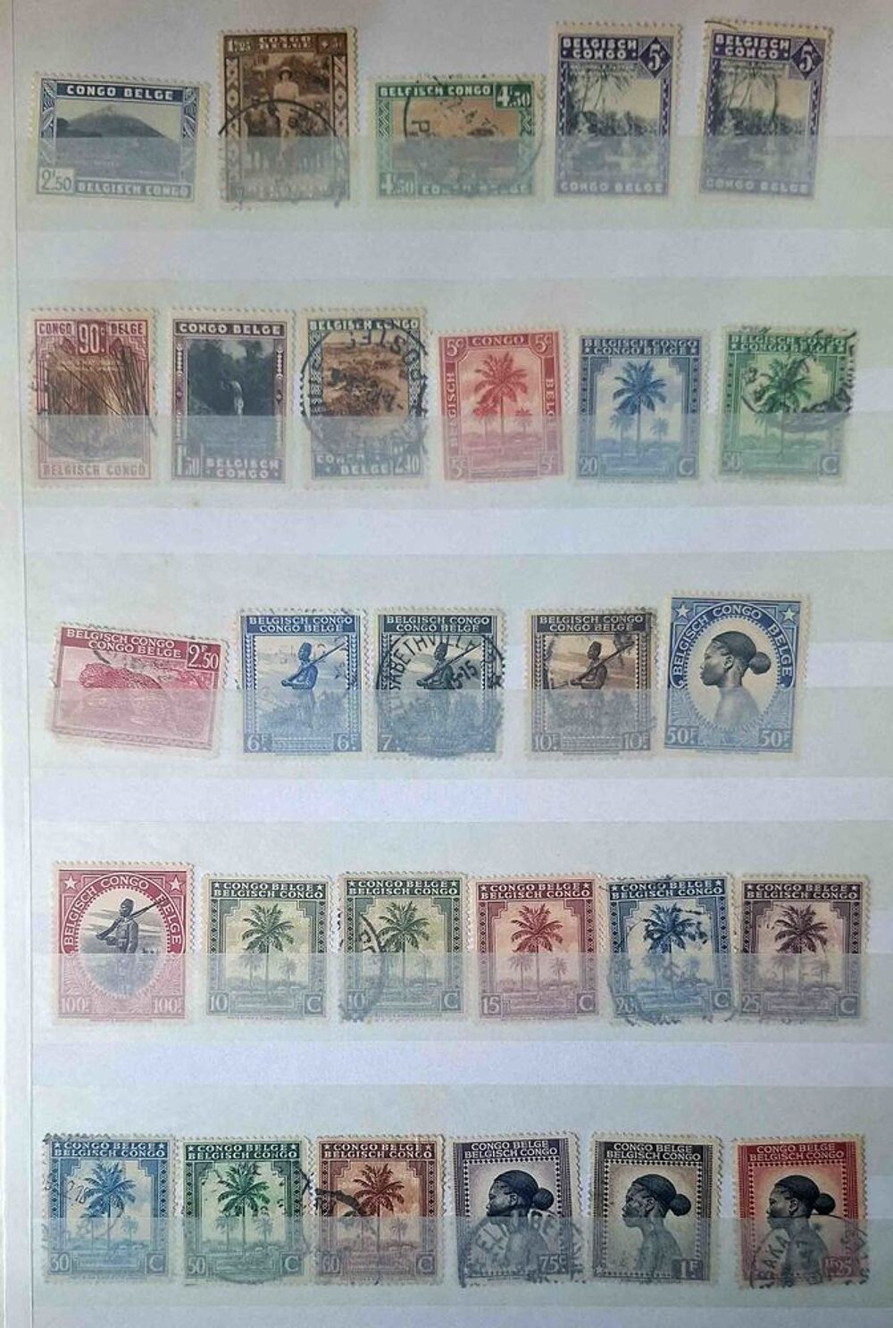 S&eacute;rie de timbres de collection du Congo Belge 
